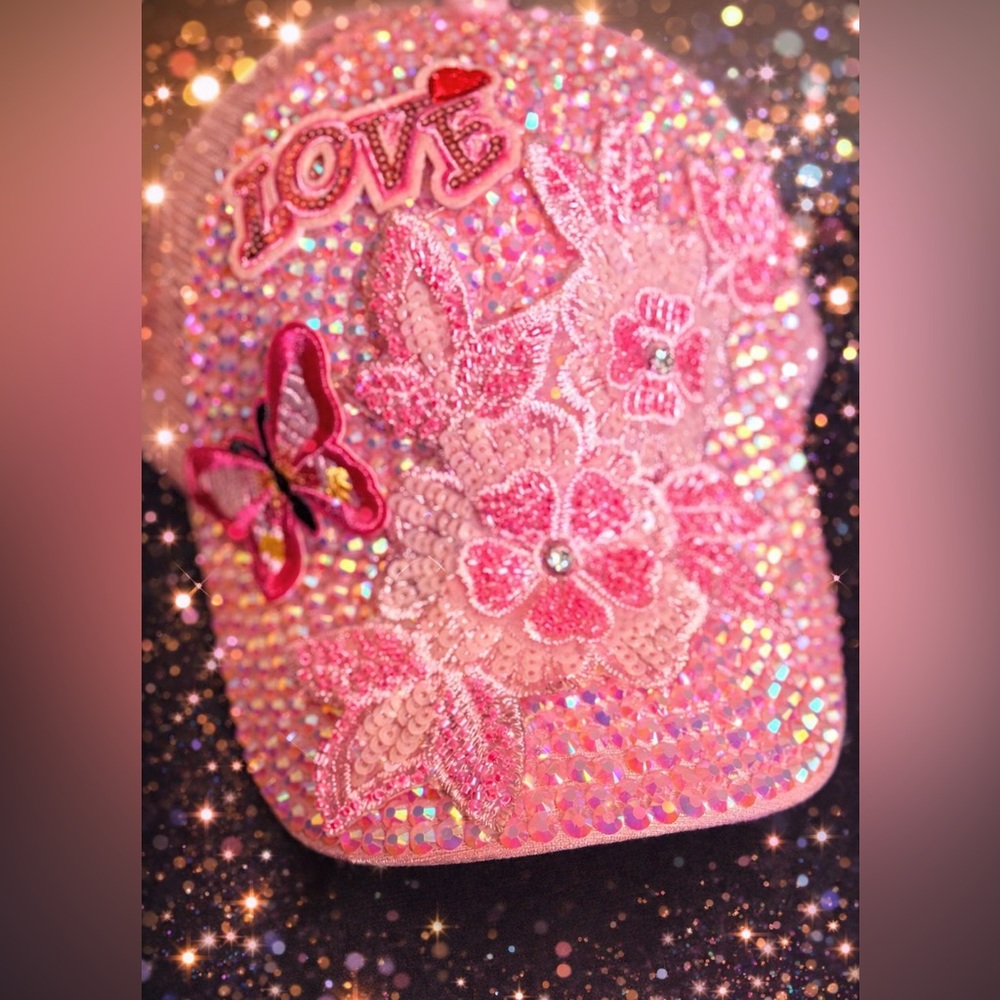 Embellished Pink Floral Women's Hat